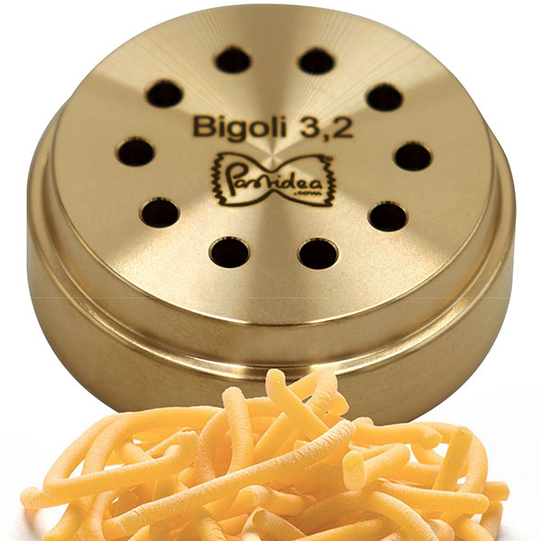 mourir, bigoli, spaghetti, pâtes longues, nouilles rondes, pâte à pâtes, insert de pâtes, matrice en bronze, machine à pâtes