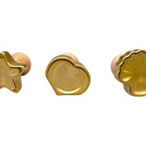 raviolistempel 3 stück aus messing herz, muschel, stern Ø 65 mm