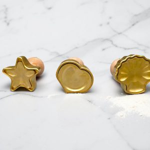 raviolistempel 3 stück aus messing herz, muschel, stern Ø 65 mm