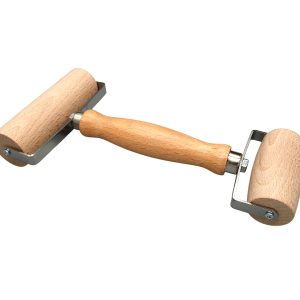doppelte nudelrolle teigrolle teigverteiler aus holz und edelstahl, 7 und 11 cm breite
