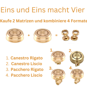 Conjunto de matrices de maccherone/curvo de bronce, cada una lisa y con rayas (4 formatos)