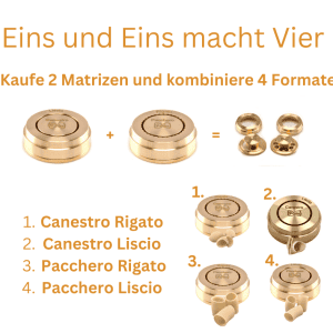 matrizenset aus bronze maccherone / curvo jeweils glatt und mit streifen (4 formate)