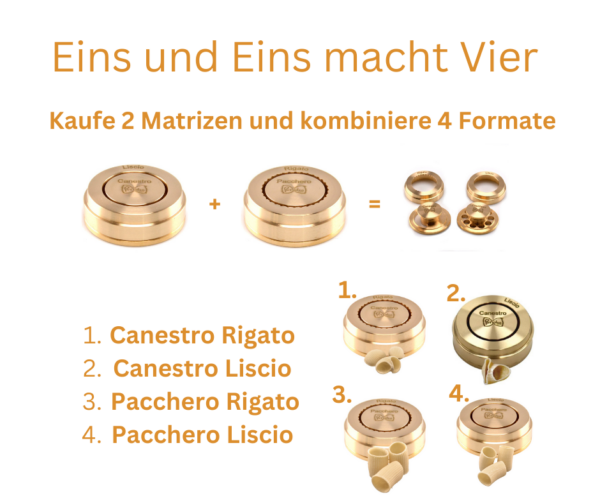 Conjunto de matrices de maccherone/curvo de bronce, cada una lisa y con rayas (4 formatos)