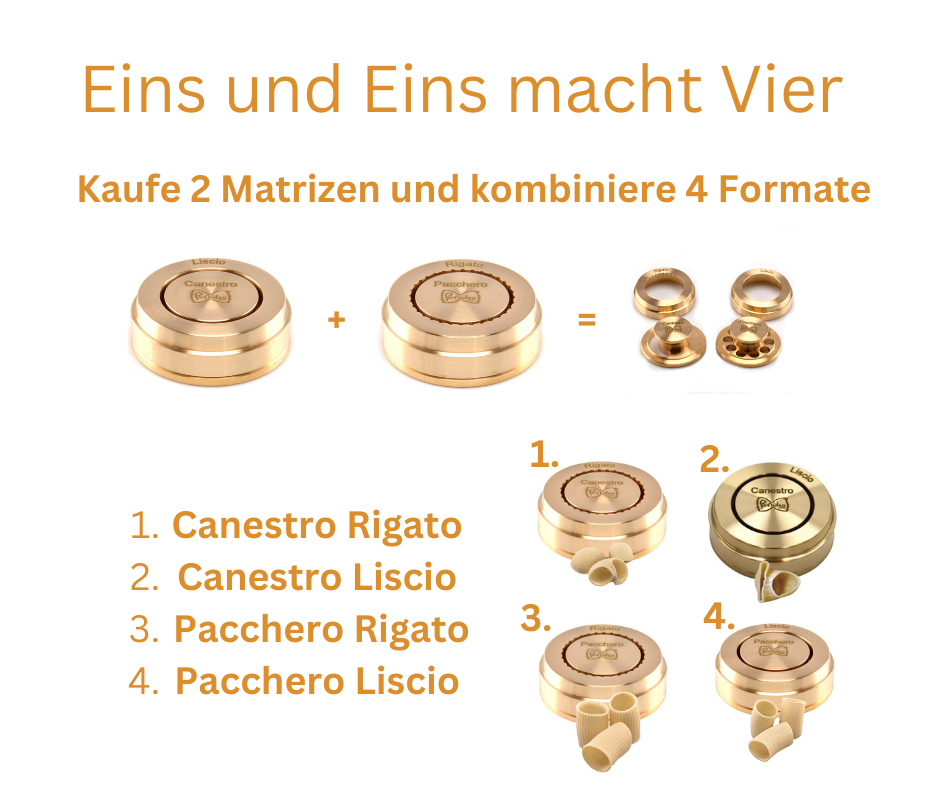 matrizenset aus bronze maccherone / curvo jeweils glatt und mit streifen (4 formate)