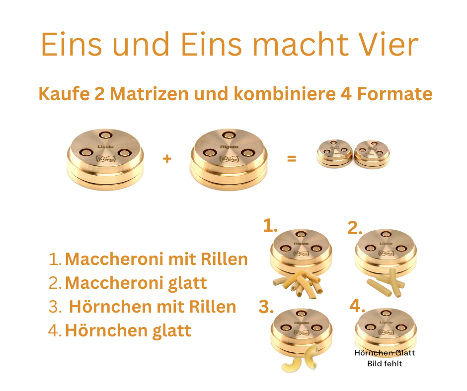 matrizenset aus bronze maccherone / curvo jeweils glatt und mit streifen (4 formate)