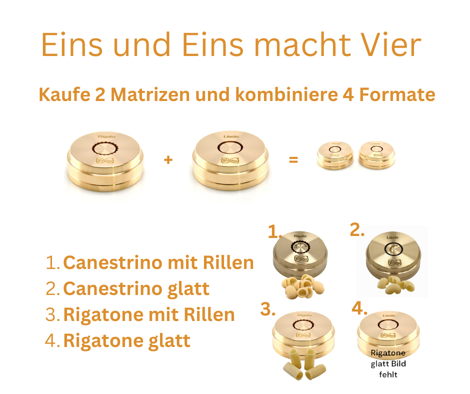 matrizenset aus bronze maccherone / curvo jeweils glatt und mit streifen (4 formate)