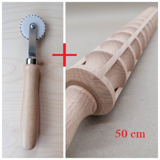 set 50cm rolling pin + wonderwood + dough wheel pom