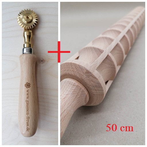 set 50cm rolling pin + wonderwood + dough wheel pom