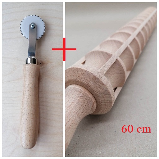 set 50cm rolling pin + wonderwood + dough wheel pom