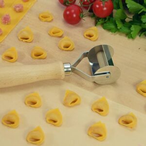 Rolling pin, dough cutter (smooth, 38 mm) for farfalle, tortelini, ravioli