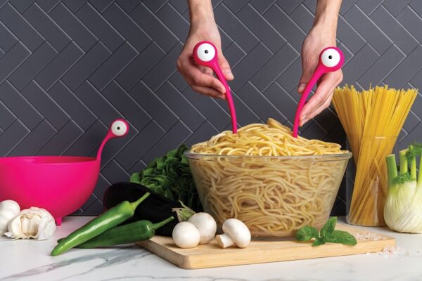spaghetti monster serving cutlery pink