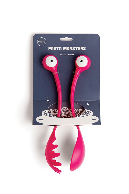 spaghetti monster serving cutlery pink