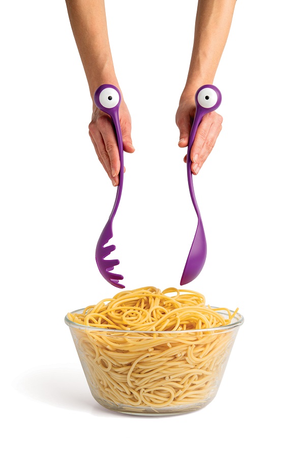 spaghetti monster serving cutlery violet