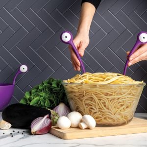 spaghetti monster servierbesteck violett