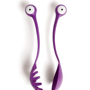 spaghetti monster servierbesteck violett