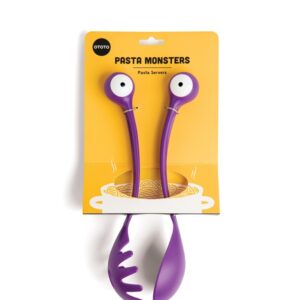 spaghetti monster servierbesteck violett