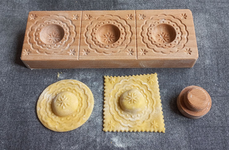 raviolibrett für 3 ravioli "mare nostrum" mit stössel