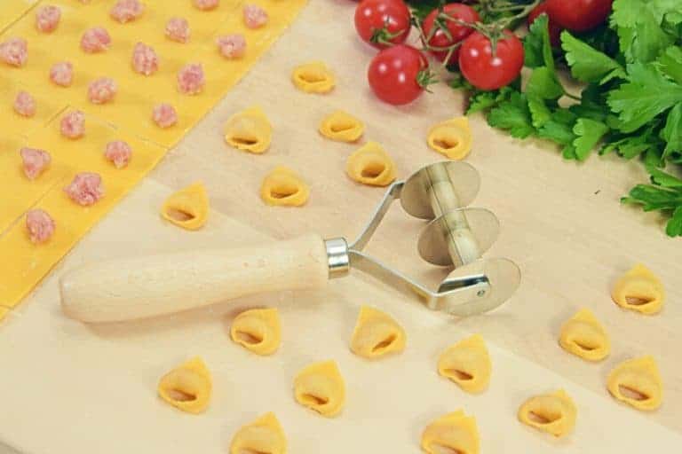 teigroller / teigschneider (glatt, 28 mm, 2 reihen) kleine tortellini / manti, garganelli, farfalle, pappardelle