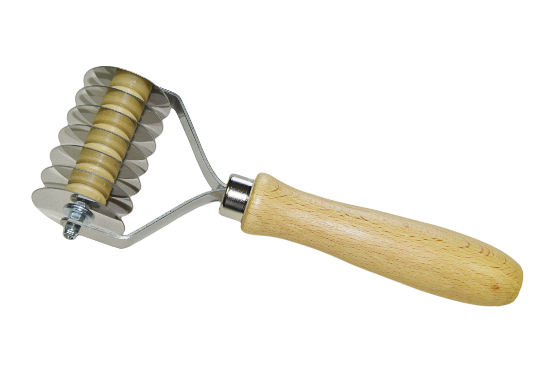 rolling pin, dough cutter (smooth, 28 mm, 2 rows) small tortellini / manti, garganelli, farfalle, pappadelle