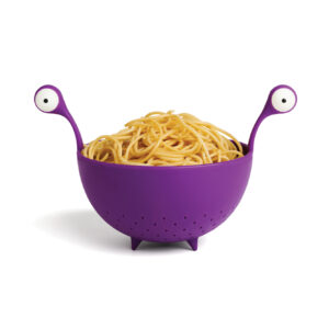 spaghetti monster pastasieb nudelsieb lila