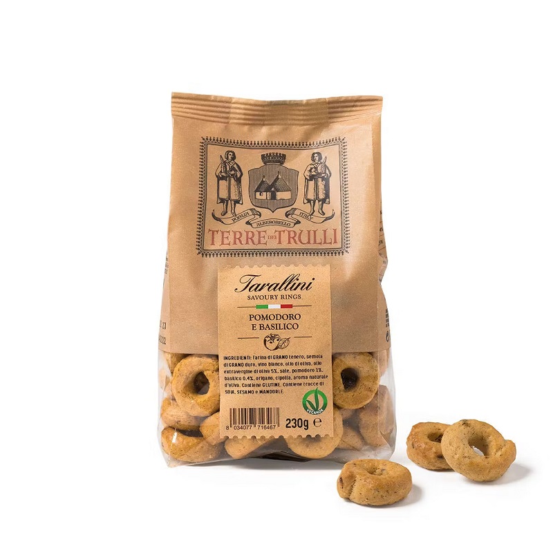 tarallini mit tomate und basilikum italienischer snack aus apulien 230 g