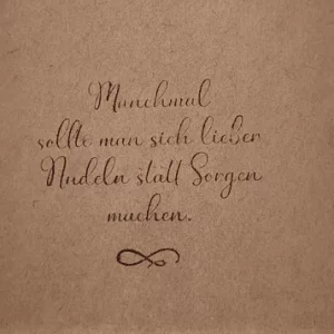 holzstempel "nudeln statt sorgen" 6 x 6 cm