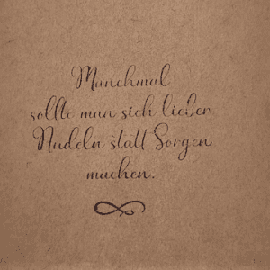 holzstempel "nudeln statt sorgen" 6 x 6 cm