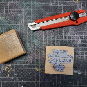 holzstempel "nudeln statt sorgen" 6 x 6 cm