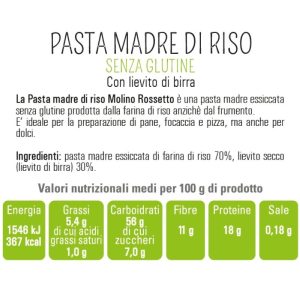 pasta madre sauerteig aus reis (glutenfrei) mit hefe 3x20g von molino rossetto