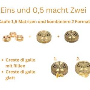 matrizenset aus bronze creste di gallo liscio / rigato hahnenkamm glatt und mit rillen