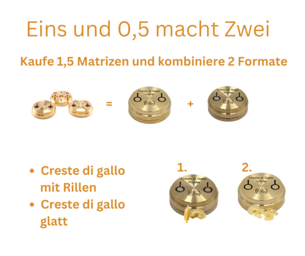 matrizenset aus bronze creste di gallo liscio / rigato hahnenkamm glatt und mit rillen