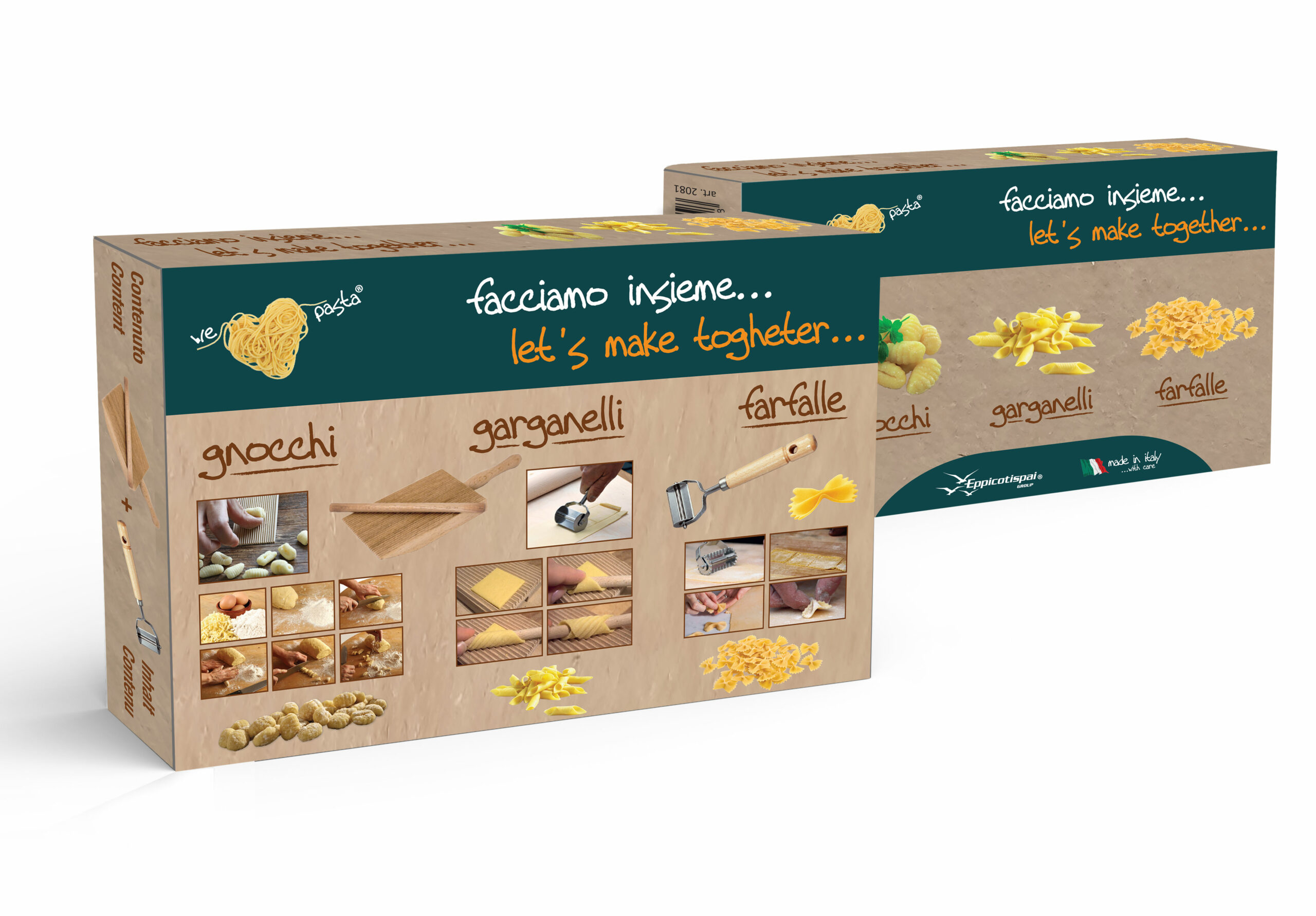 set für handgemachte gnocchi garganelli und farfalle