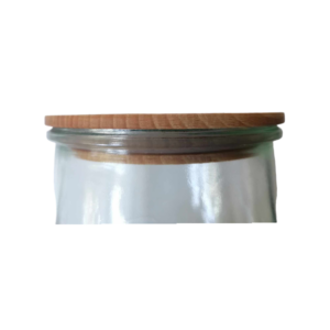 Pot de conservation Pot Mason 1040 ml (cylindre) avec couvercle en bois de hêtre