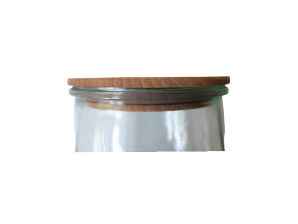 Tarro de almacenamiento Mason Jar 1040 ml (cilindro) con tapa de madera de haya
