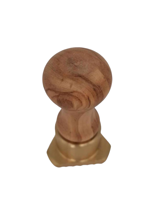 Round ravioli stamp made of brass with olive wood handle diameter 65 mm