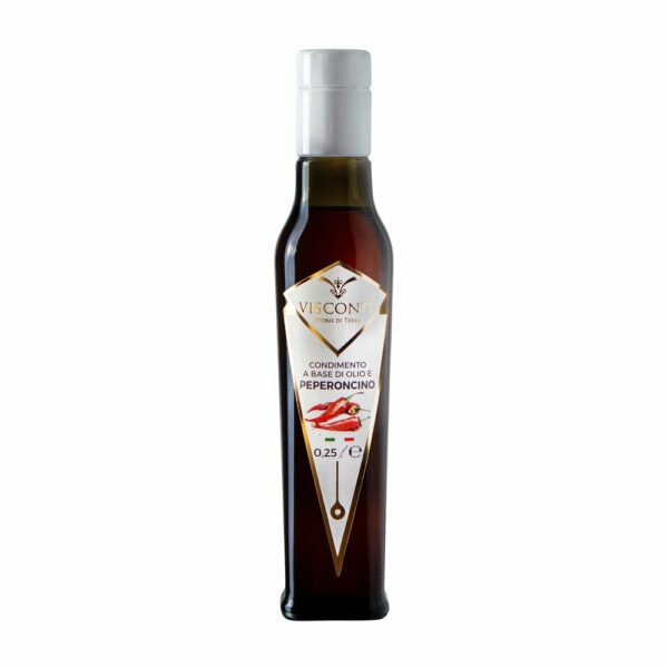 huile d'olive extra vierge visconti et huile d'olive peperoncini avec peperoni, 250 ml maximum 1 par client/promotion 24 heures