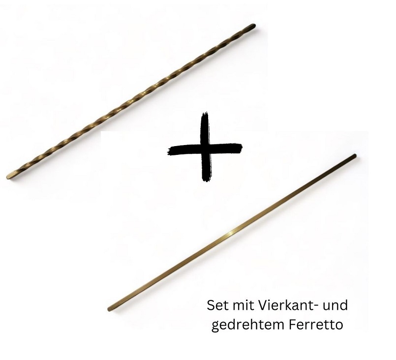 set / 2 stück ferretto aus messing vierkant und gedreht zur traditionellen fusilliherstellung