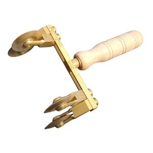 teigroller messing verstellbar (120 mm breit) 4 glatte klingen holzgriff (buche)