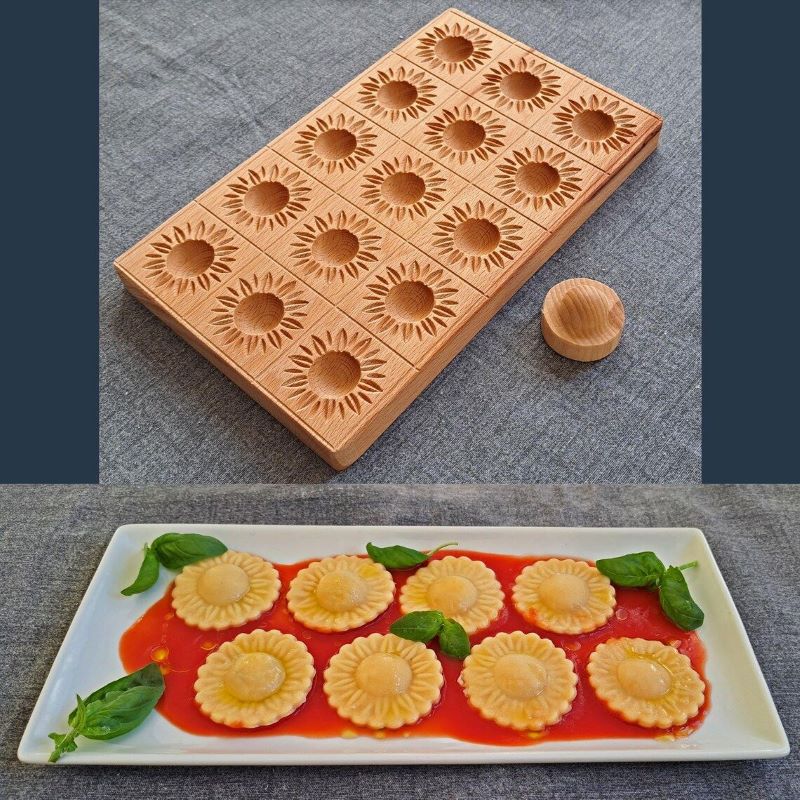 großes raviolibrettchen 15er mit stößel sonnenblume