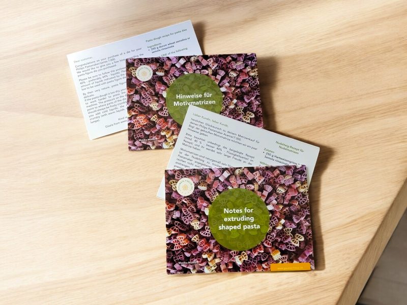 hinweise für motivmatrizen/postkarte mit rezept