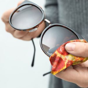 reinigungstuch, brillenputztuch pizza