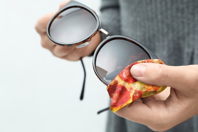 reinigungstuch, brillenputztuch pizza