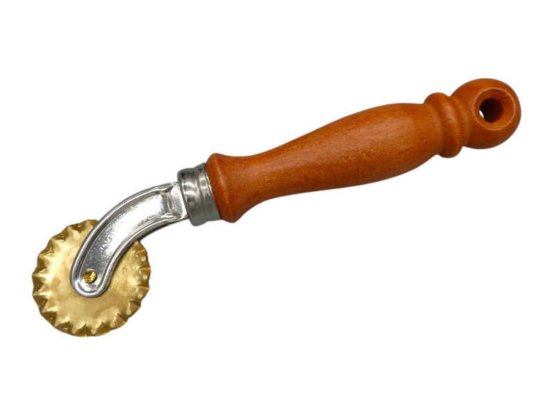 ergonomisches teigrad gezahnt Ø 35 mm messing / holzgriff
