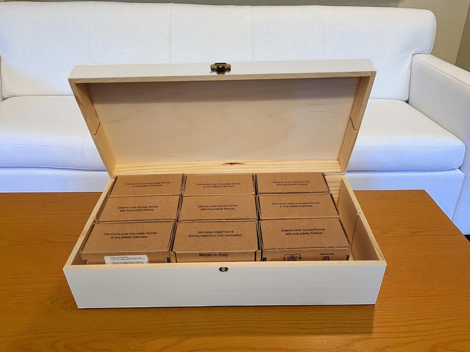 holzbox weiß für 22 matrizen philips pastamaker avance/7000er ohne trennsteg