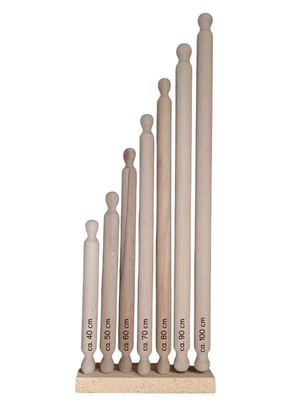 nudelholz / teigrolle / mattarello mit zwei griffen länge 100 cm