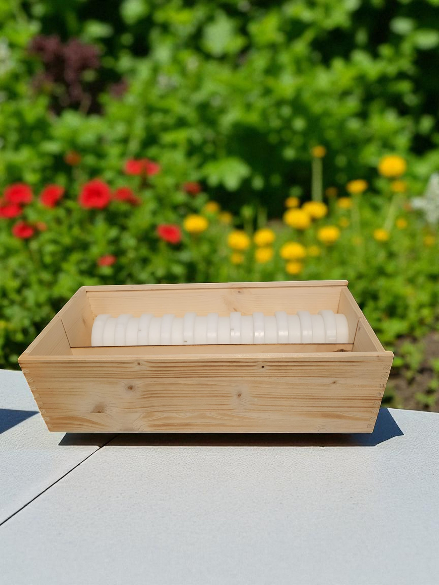 holzbox weiß für 22 matrizen philips pastamaker avance/7000er ohne trennsteg