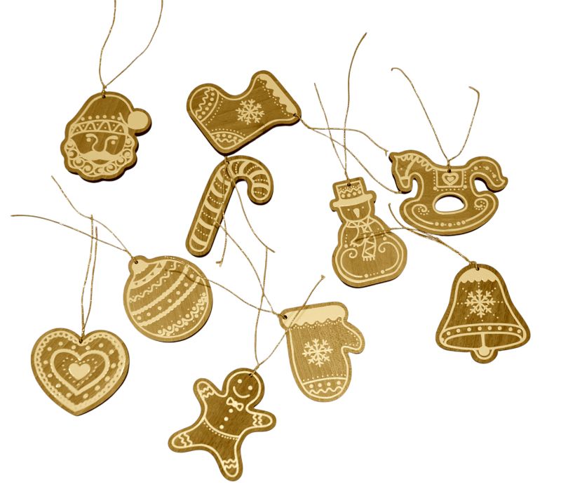 baumschmuck / geschenkanhänger / deko 3 versch. motive walnussholz