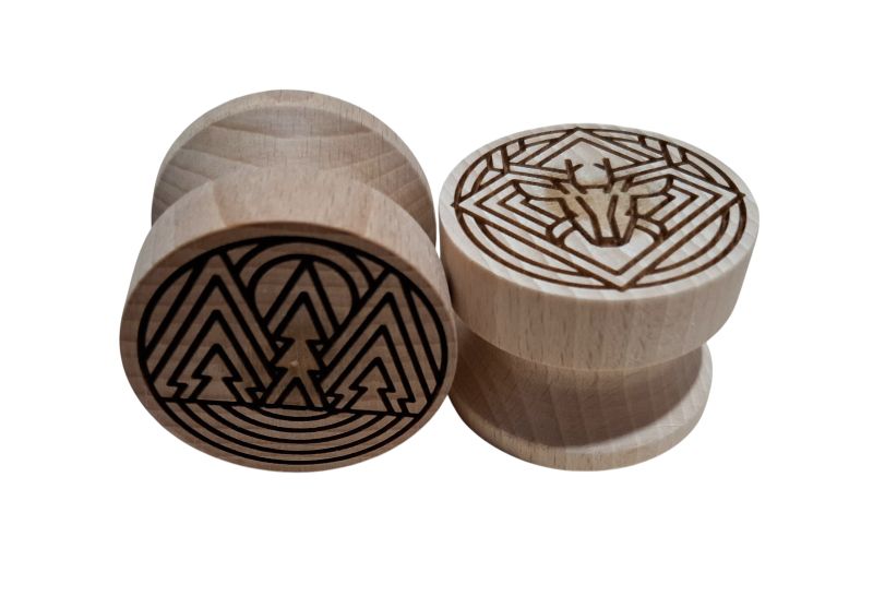 corzettistempel buchenholz 2er set hirsch / wald 2 versch. motive