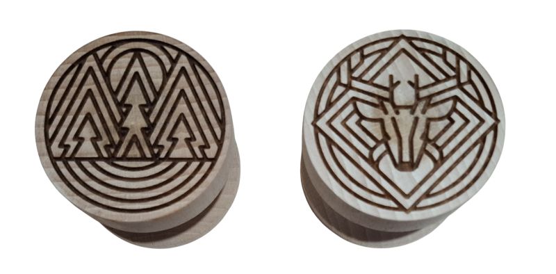 corzettistempel buchenholz 2er set hirsch / wald 2 versch. motive