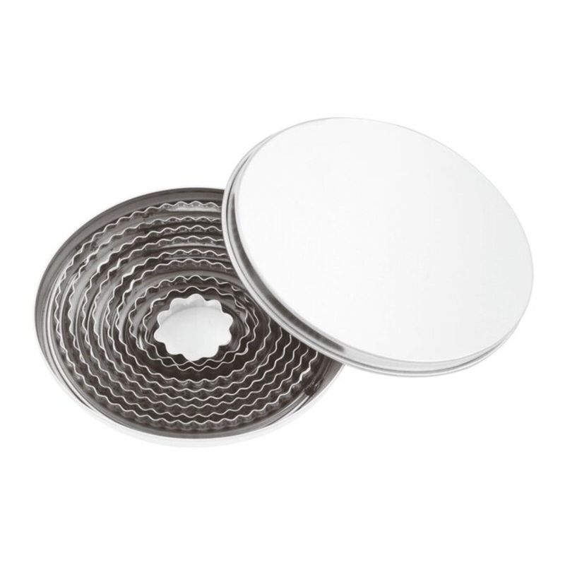 teig ausstechform 11x ringe gewellter rand rostfreier edelstahl